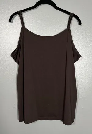 Fashion Bug Brown Y2K Tank Top Adjustable Spaghetti Strap - Women's Plus Size 1X thumbnail 1