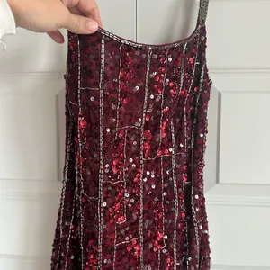 Mac Duggal 10770 Burgundy Beaded Spaghetti Strap Midi‎ Slip Dress Size 2- NWT thumbnail 5