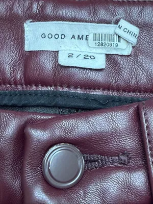Good American Women’s Faux Leather Straight Leg Pants Burgundy READ Size 2/26 (9 thumbnail 7