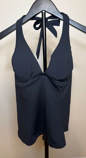 Athleta Plunge Halter Tankini‎ Top in Black 36 D/DD thumbnail 1