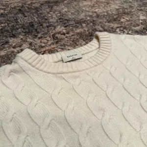 Aritzia Babaton Peggy‎ Cream Cable Knit Cropped Sweater Wool Minimal Size XL thumbnail 4