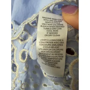 Chelsea & Theodore Light Blue Eyelet Embroidered Cotton Button Up Shirt M thumbnail 9