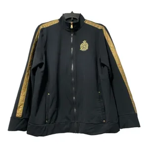 L-RL Lauren Active Ralph Lauren Black Gold Crest Full Zip Track Jacket XL thumbnail 2