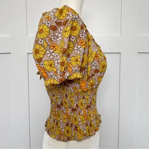 Milk + Honey Smocked Floral Shirt thumbnail 4
