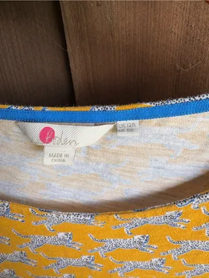 Boden Mustard Yellow Cheetah Animal Print Cotton Dress thumbnail 3
