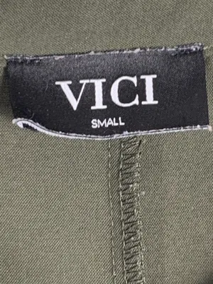 VICI Shirt Dress Small Olive Green Utility Button Front Pockets Casual thumbnail 11