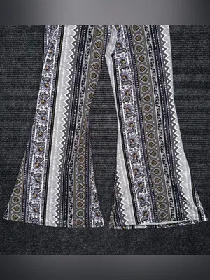Eye Candy Women's Boho Mid Rise Flare Pants L Festival Multicolor Hippie Gypsy Paisley thumbnail 6