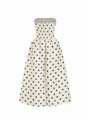 Cider Sculptural Bandeau Polka Dot Maxi Dress NWT Cream Black Size Small thumbnail 3