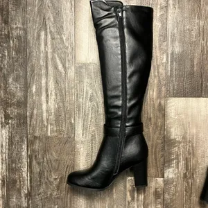 New York & Company Black Over-the-Knee Block Heel Boots with Dual Zippers Size 8 thumbnail 11