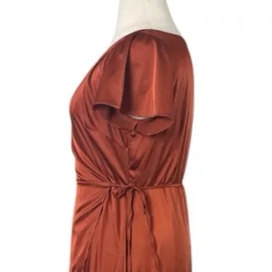 Baltic Born Maxi Wrap Dress Short Sleeve Burnt Orange Satin Women’s Size XXL thumbnail 9