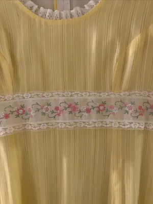 Vintage Homemade Yellow Puff Sleeve Embroidery Formal Dress Medium thumbnail 6