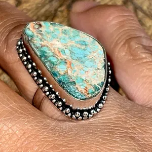 Blue Sea Sediment Jasper Emperor Ring 7 1/4 thumbnail 7