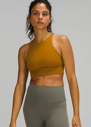 Lululemon Energy Bra High Neck Long Line - Gold Spice - Size 4 - NEW thumbnail 1