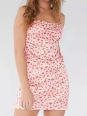 Urban Outfitters Light Pink and Orange Butterfly Print Mini Dress thumbnail 2