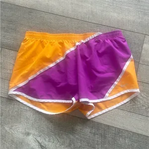 Nike Dri-Fit Size Medium Orange and Purple Running Athletic Shorts thumbnail 5