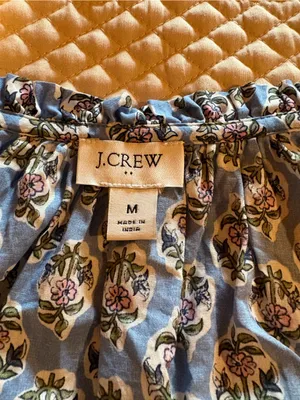 J. Crew floral print cotton blouse/tunic women’s M blue pink green thumbnail 8