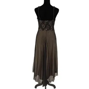 Vintage Roulette Lace Accordion Pleated Semi Sheer Lined Dress Black Size Medium thumbnail 6