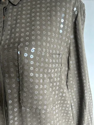 Anthropologie Maeve Sequin Button Down Top Size Large NWT thumbnail 6