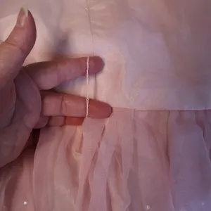 Vintage 70s Pink Floral Embroidered Sequin Maxi Dress Womens Size L Princess thumbnail 5