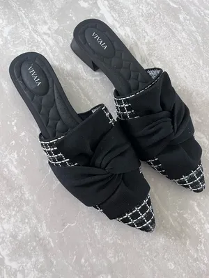 VIVAIA Black and White Mules- Size 41.5 thumbnail 3