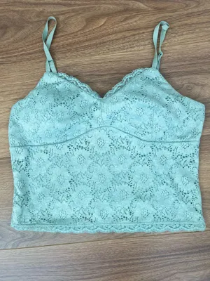 No Boundaries Mint Green Lace Cami Top Size L 11-13 Y2K thumbnail 3
