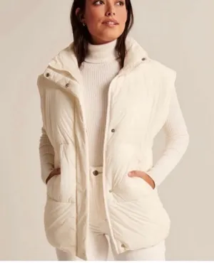 Abercrombie Cream Faux Leather Vest thumbnail 1