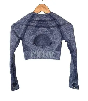 Flex Long Sleeve Active Blue crop Top thumbnail 3