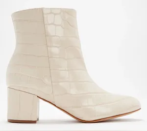$248 NEW Schutz croco-embossed leather ankle boots/ booties eggshell 10 thumbnail 1