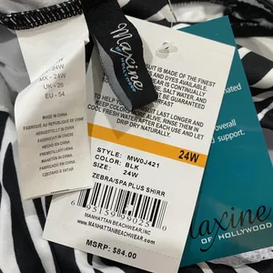 Maxine of Hollywood Zebra Spa Shirred One Piece Swimsuit Plus Size 24W thumbnail 6