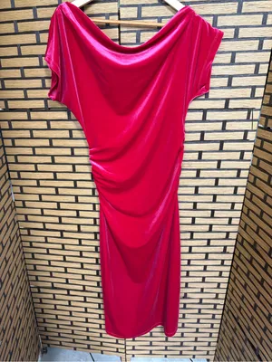 Gibson Latimer Pink Velvet Off Shoulder Midi Dress Size Medium thumbnail 3