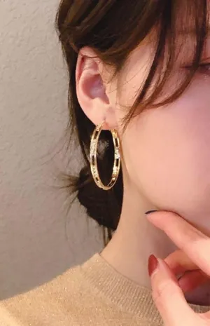 14K Gold Plated CZ Diamond Gold Hoop Earrings for Women thumbnail 4