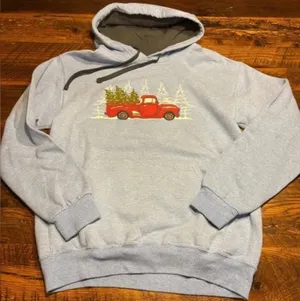 Adult Small Christmas Truck Hoodie - excellent condition thumbnail 1