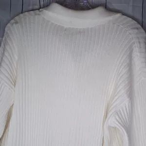 Sincerely Jules Off White Ribbed Knit Boho Cozy Chic Button Front Cardigan NWT thumbnail 11