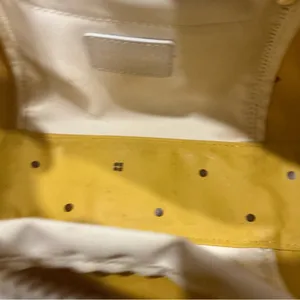 Kate Spade New York white and brown trim small nylon Tote handbag thumbnail 14