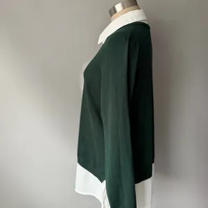 Adrianna Papell Layered Look Sweater Blouse Combo Green & White Size XL thumbnail 4