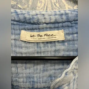 Free People Anguilla Washed Pullover Blue Top Size XS thumbnail 2