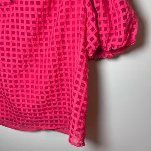Sugarlips Gretna Organza Check Puff Sleeve Blouse Red M thumbnail 3