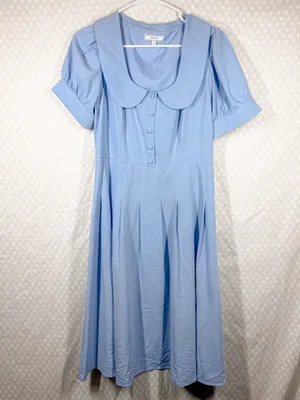 Rihoas Light Blue Peter‎ Pan Collar Milkmaid Midi Dress thumbnail 2