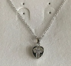 Silver heart and cross necklace thumbnail 7