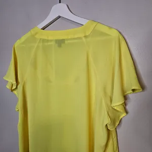Torrid Yellow Blouse Georgette Cage Front Cutout Lemon Tonic Top Lightweight 0 thumbnail 7