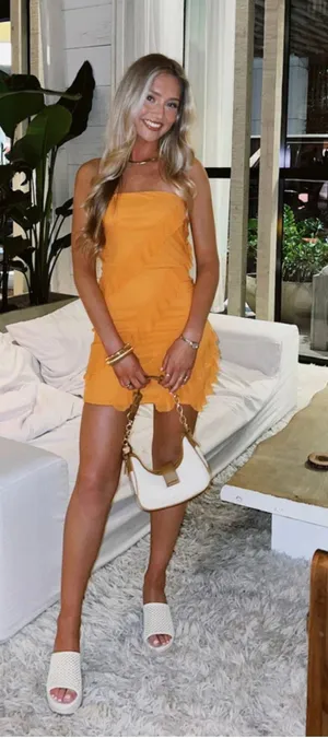 Vestique Strapless Ruffle Mini Dress thumbnail 1