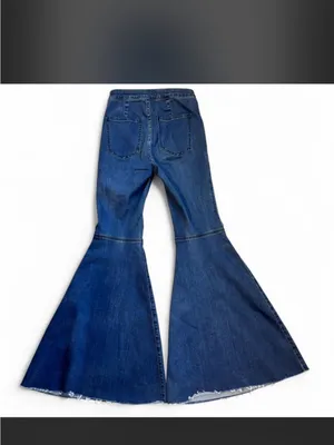 Free People Dark Blue High-Rise Flared Jeans thumbnail 4
