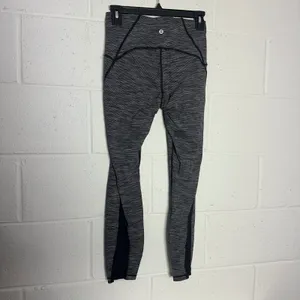 Lululemon Space Dye Mesh Panel High Rise Leggings Black White Striped Sz 6 thumbnail 3