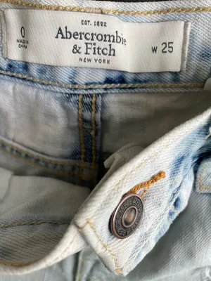 Abercrombie & Fitch light blue distressed denim cut-off shorts thumbnail 3