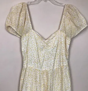Billabong Women’s Boho Floral Print Yellow White Puff Sleeve Tiered Maxi Dress thumbnail 2