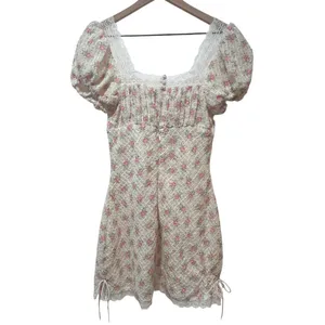 For Love & Lemons Maxine Mini Dress Small White Pink Floral Cottagecore Romantic thumbnail 7