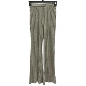 Source Unknown Khaki High Waisted Wide Ribbed Pull On Flare Legging Stretch Pants Womens Small thumbnail 6