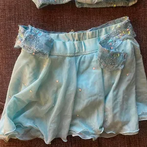 Baby blue 2- piece lyrical custom-made dance costume with rhinestone & appliqués thumbnail 2