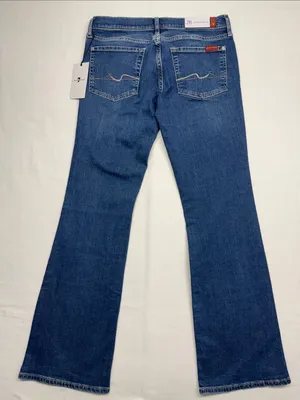7 For All Mankind The Original Bootcut Low-Rise Women's Dark Blue Jeans thumbnail 5