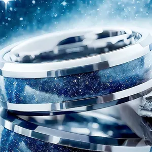 Women’s Luxury 316L Stainless Steel Silver Nebula Design 8mm Band Size 7 thumbnail 2